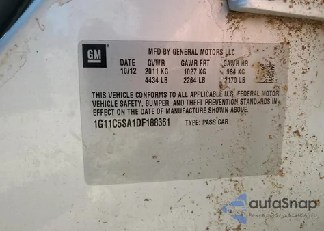 2013 Chevrolet Malibu 1Lt из США, поврежденный, VIN 1G11C5SA1DF188361